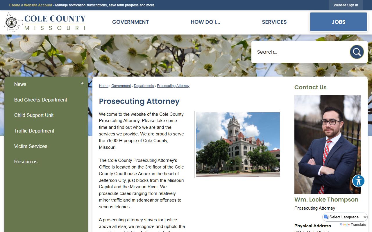 Cole County prosecutor page for filed charges after jail arrest